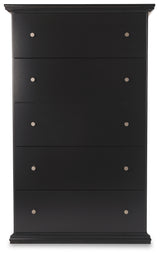 Maribel Queen Panel Bed with Mirrored Dresser and Chest in Black from Ashley - Luna Furniture