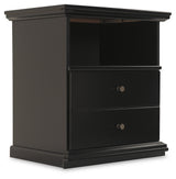 Maribel Queen Panel Bed with Mirrored Dresser and Nightstand in Black from Ashley - Luna Furniture