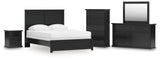 Maribel Queen Panel Bed with Mirrored Dresser, Chest and Nightstand in Black from Ashley - Luna Furniture