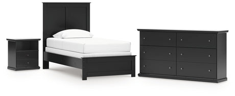 Maribel Twin Panel Bed with Dresser and Nightstand in Black from Ashley - Luna Furniture