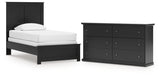 Maribel Twin Panel Bed with Dresser in Black from Ashley - Luna Furniture