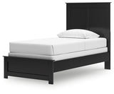 Maribel Twin Panel Bed with Mirrored Dresser and Nightstand in Black from Ashley - Luna Furniture