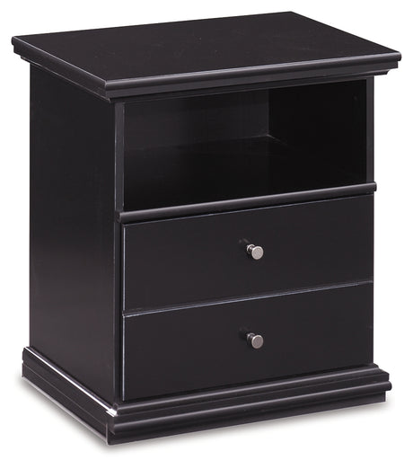 Maribel Twin Panel Bed with Mirrored Dresser and Nightstand in Black from Ashley - Luna Furniture