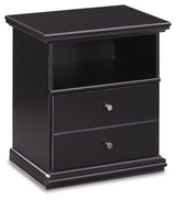 Maribel Twin Panel Bed with Mirrored Dresser and Nightstand in Black from Ashley - Luna Furniture
