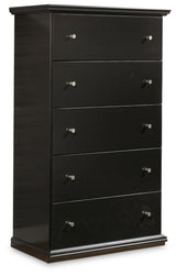 Maribel Twin Panel Bed with Mirrored Dresser, Chest and 2 Nightstands in Black from Ashley - Luna Furniture