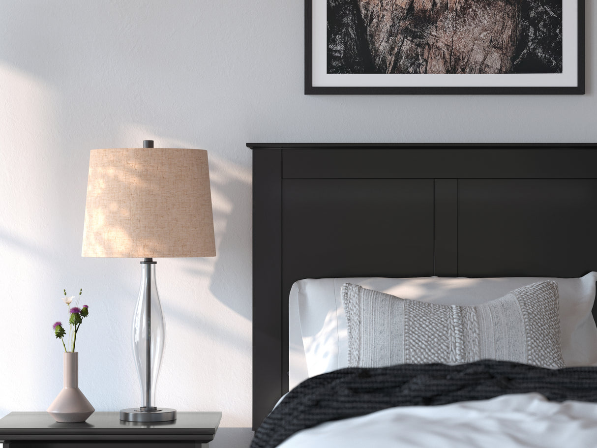 Maribel Twin Panel Bed with Mirrored Dresser, Chest and Nightstand in Black from Ashley - Luna Furniture