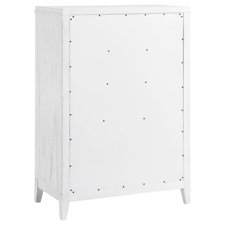 Marielle Distressed White 5-Drawer Bedroom Chest from Coaster - Luna Furniture