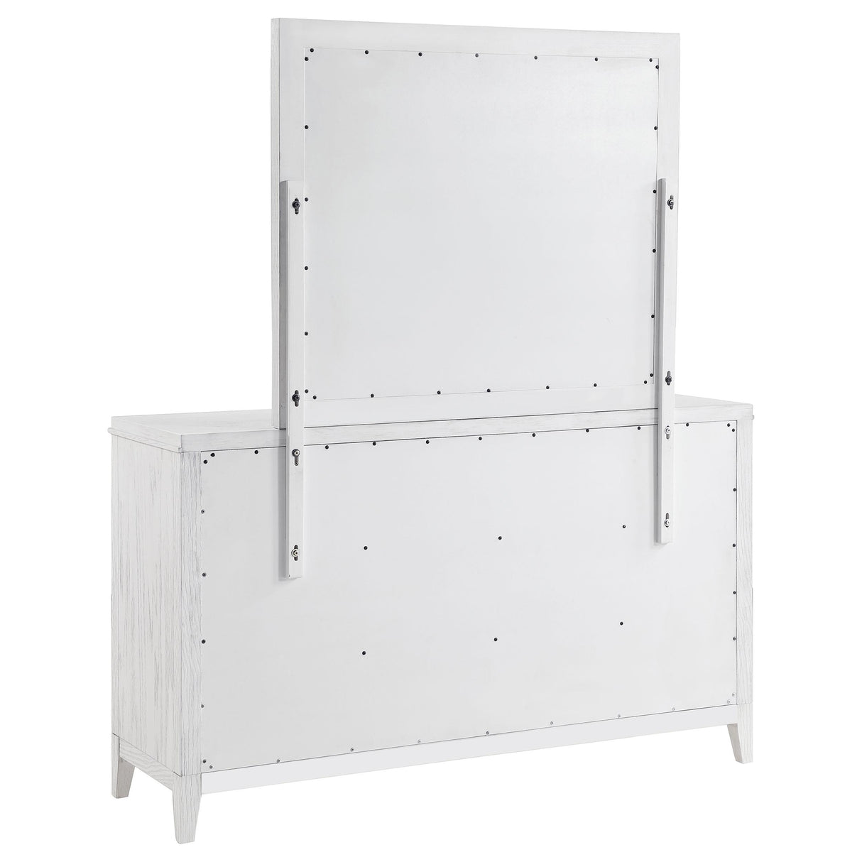 Marielle Distressed White 6-Drawer Dresser with Mirror from Coaster - Luna Furniture