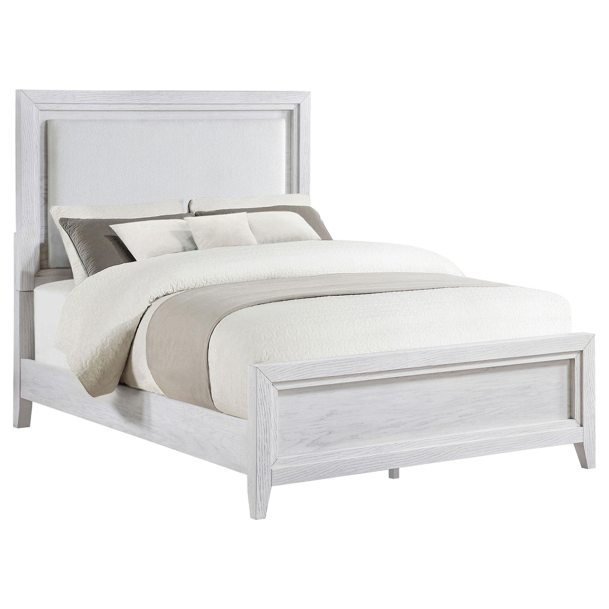 Marielle Distressed White Eastern King LED Panel Bed from Coaster - Luna Furniture