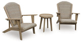 Marina Sun 2 Adirondack Chairs with End table in Beige from Ashley - Luna Furniture