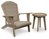 Marina Sun Outdoor Adirondack Chair and End Table in Beige from Ashley - Luna Furniture