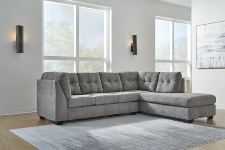 Marleton Gray 2-Piece Sleeper Sectional with Ottoman from Ashley - Luna Furniture