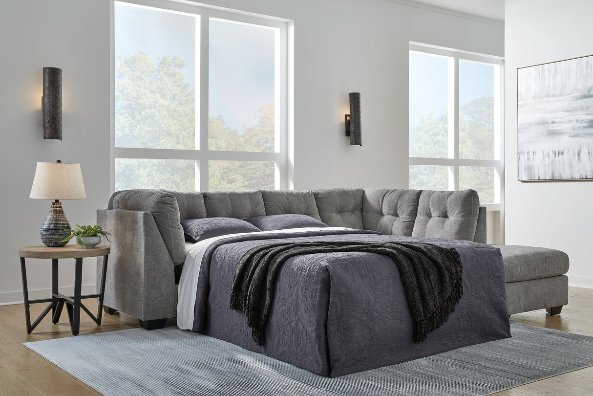 Marleton Gray 2-Piece Sleeper Sectional with Ottoman from Ashley - Luna Furniture
