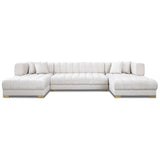Marlow Ivory Velvet U-Shape Sectional from Ashcroft Furniture - Luna Furniture