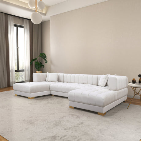 Marlow Ivory Velvet U-Shape Sectional from Ashcroft Furniture - Luna Furniture