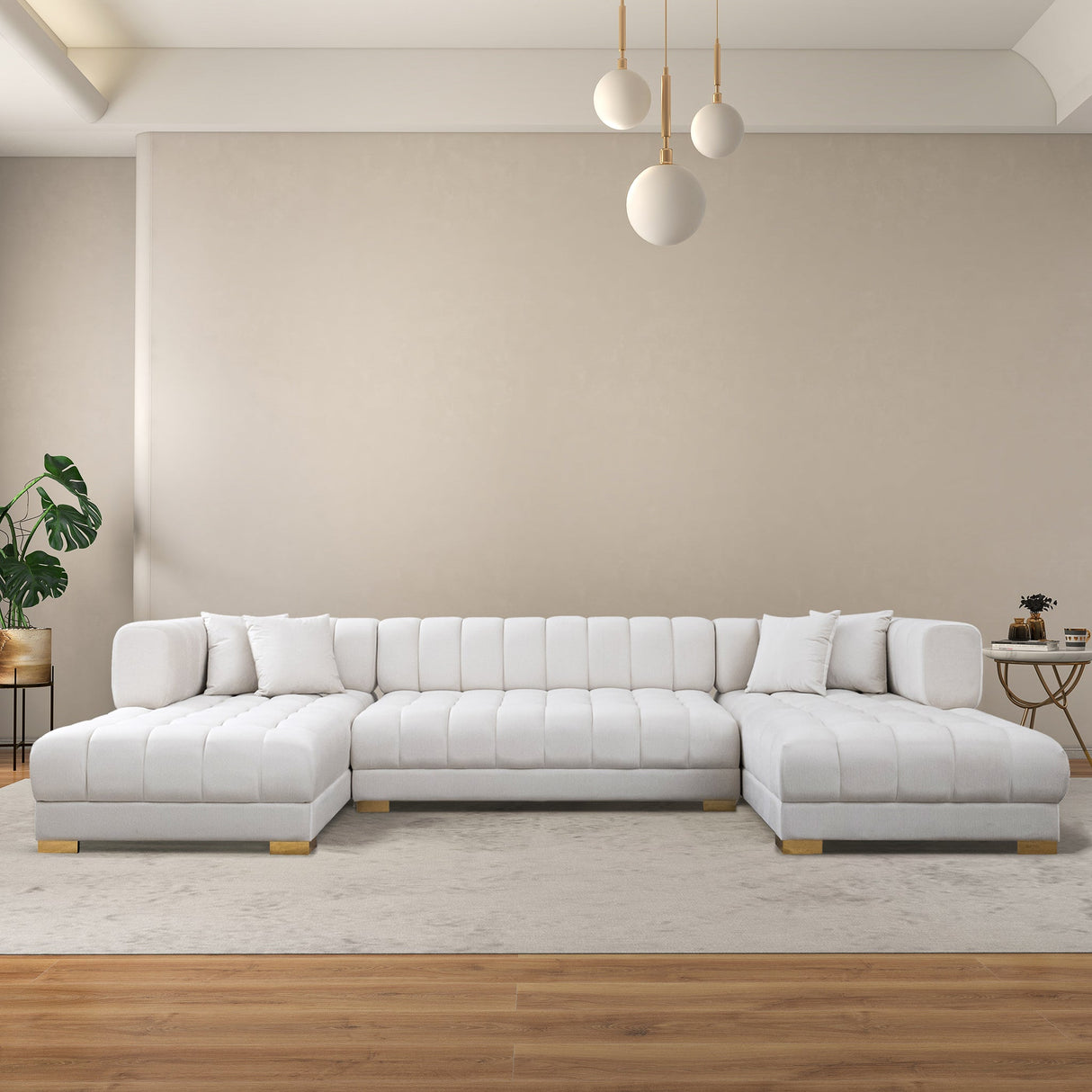 Marlow Ivory Velvet U-Shape Sectional from Ashcroft Furniture - Luna Furniture