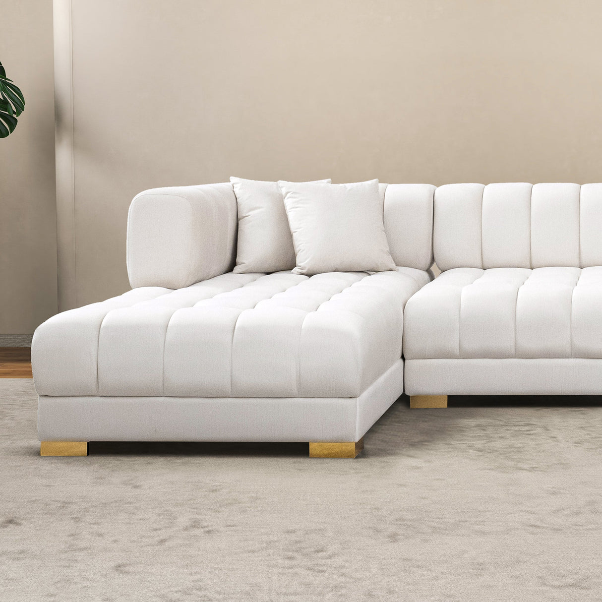 Marlow Ivory Velvet U-Shape Sectional from Ashcroft Furniture - Luna Furniture