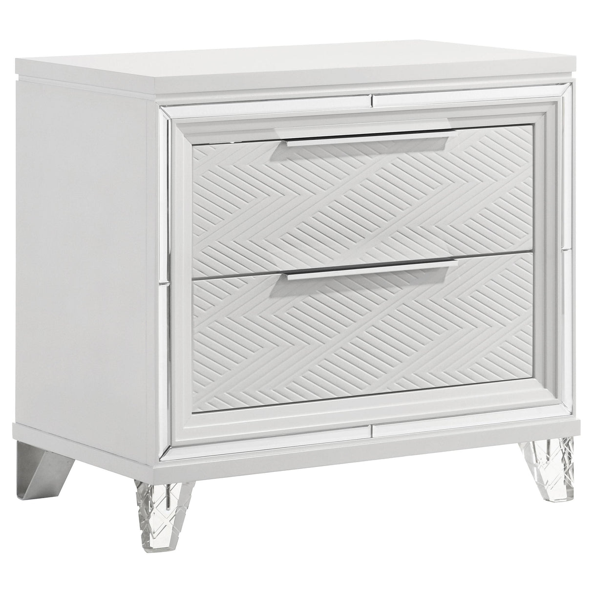 Marmore White 2-Drawer Nightstand from Coaster - Luna Furniture