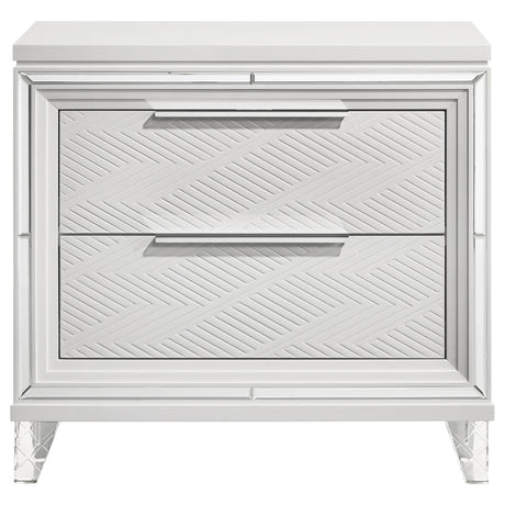 Marmore White 2-Drawer Nightstand from Coaster - Luna Furniture