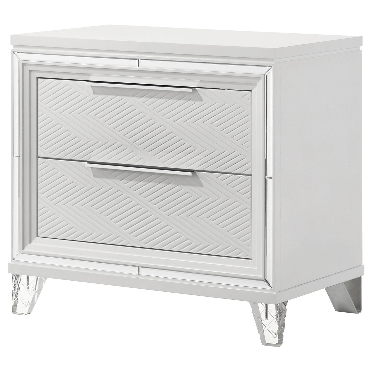 Marmore White 2-Drawer Nightstand from Coaster - Luna Furniture