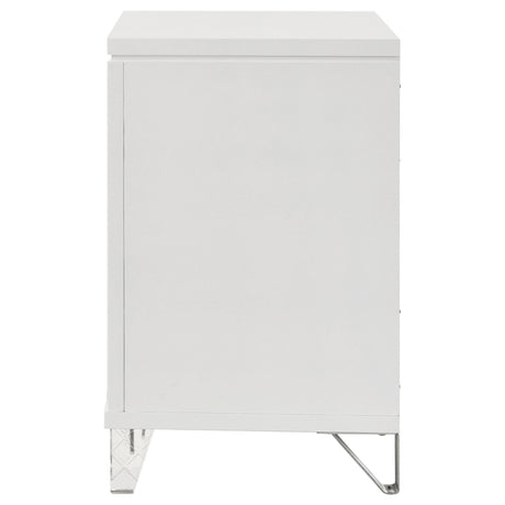 Marmore White 2-Drawer Nightstand from Coaster - Luna Furniture