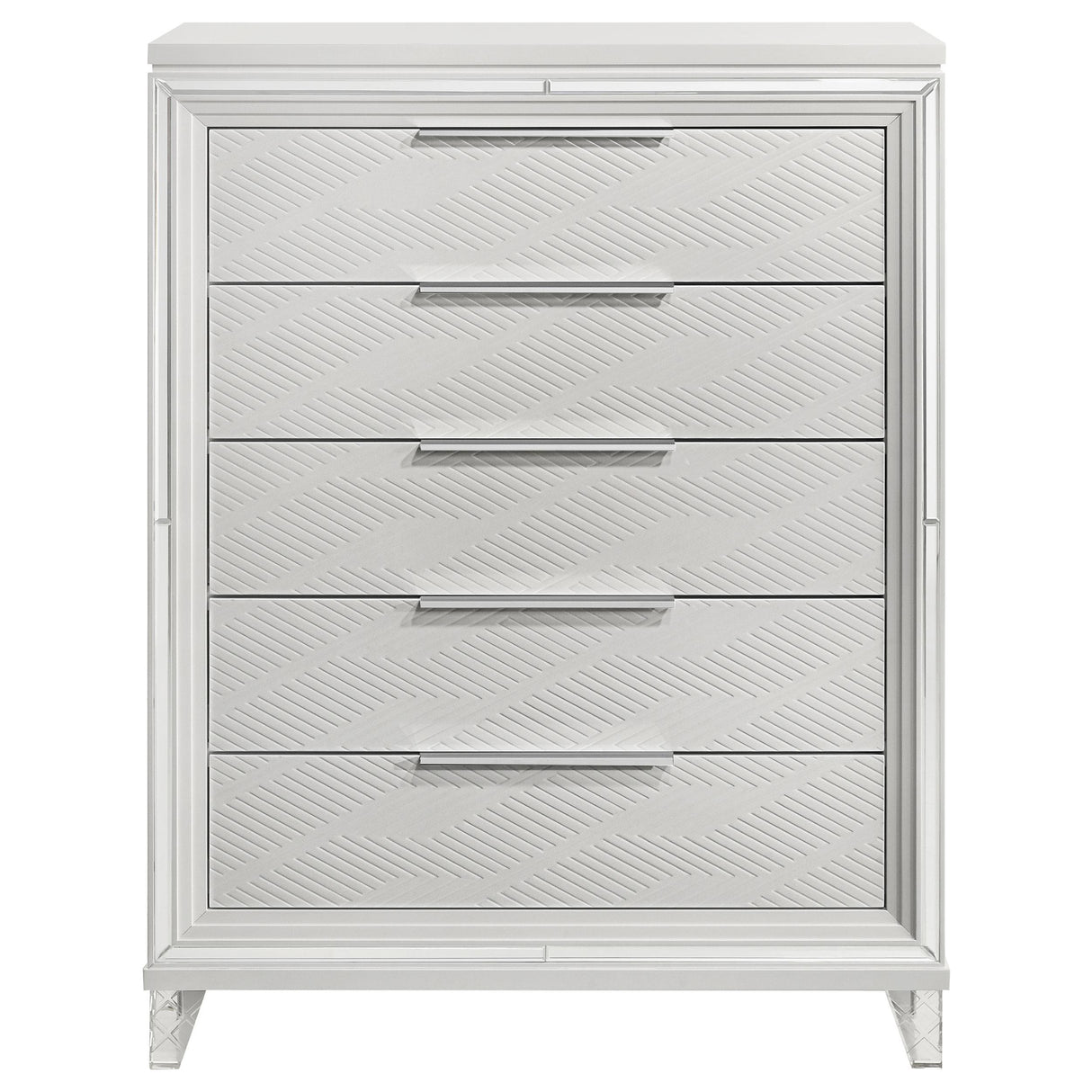 Marmore White 5-Drawer Bedroom Chest from Coaster - Luna Furniture