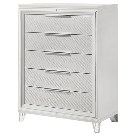 Marmore White 5-Drawer Bedroom Chest from Coaster - Luna Furniture