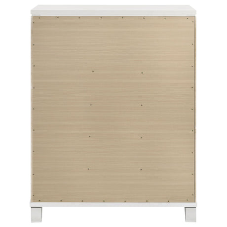 Marmore White 5-Drawer Bedroom Chest from Coaster - Luna Furniture