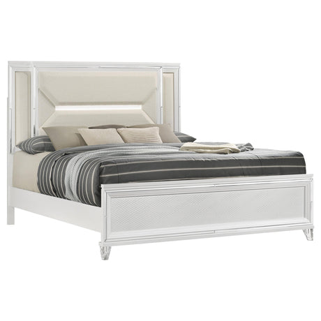 Marmore White 64-inch Queen Panel Bed LED Headboard from Coaster - Luna Furniture