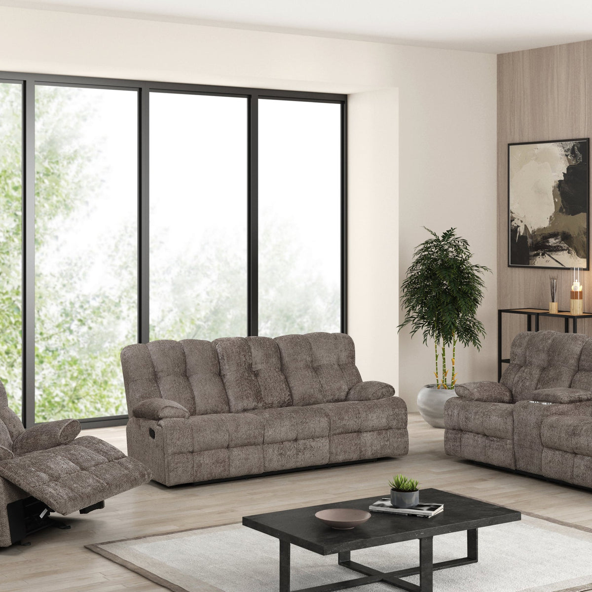 Happy Homes Martina Brown 3-Piece Reclining Set – Luna Furniture