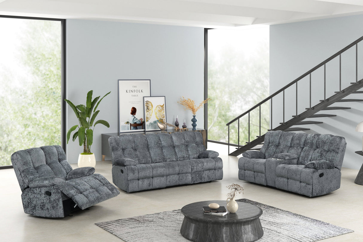 Martina Charcoal 3-Piece Reclining Set from Happy Homes - Luna Furniture