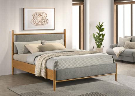 Mason Gray and Light Brown 46-inch Queen Panel Platform Bed from Coaster - Luna Furniture