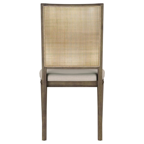 Matisse Brown Woven Rattan Back Upholstered Dining Side Chair from Coaster - Luna Furniture