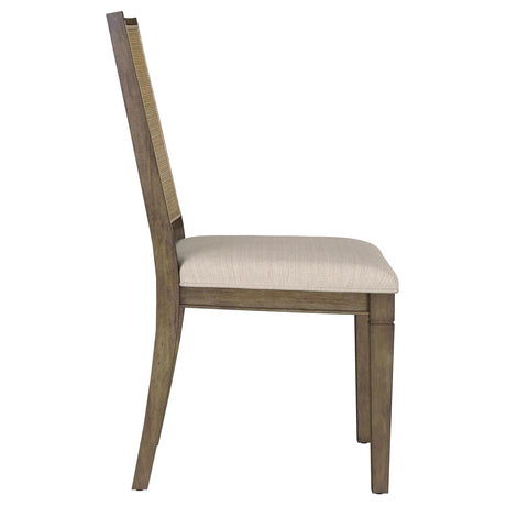Matisse Brown Woven Rattan Back Upholstered Dining Side Chair from Coaster - Luna Furniture