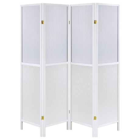 Mattison White 4-Panel Room Divider Folding Shoji Screen from Coaster - Luna Furniture