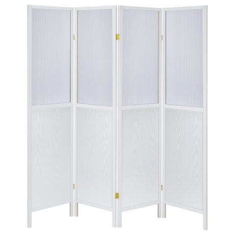 Mattison White 4-Panel Room Divider Folding Shoji Screen from Coaster - Luna Furniture