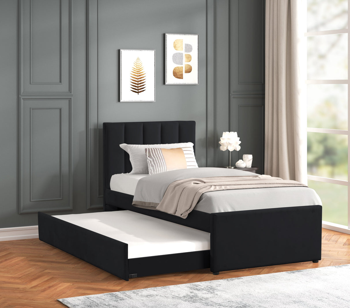 Maya Black Full Platform Bed with Trundle from Happy Homes - Luna Furniture