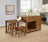 Mayfair Dark Oak 3-Piece Kitchen Island with Extension Table from Coaster - Luna Furniture