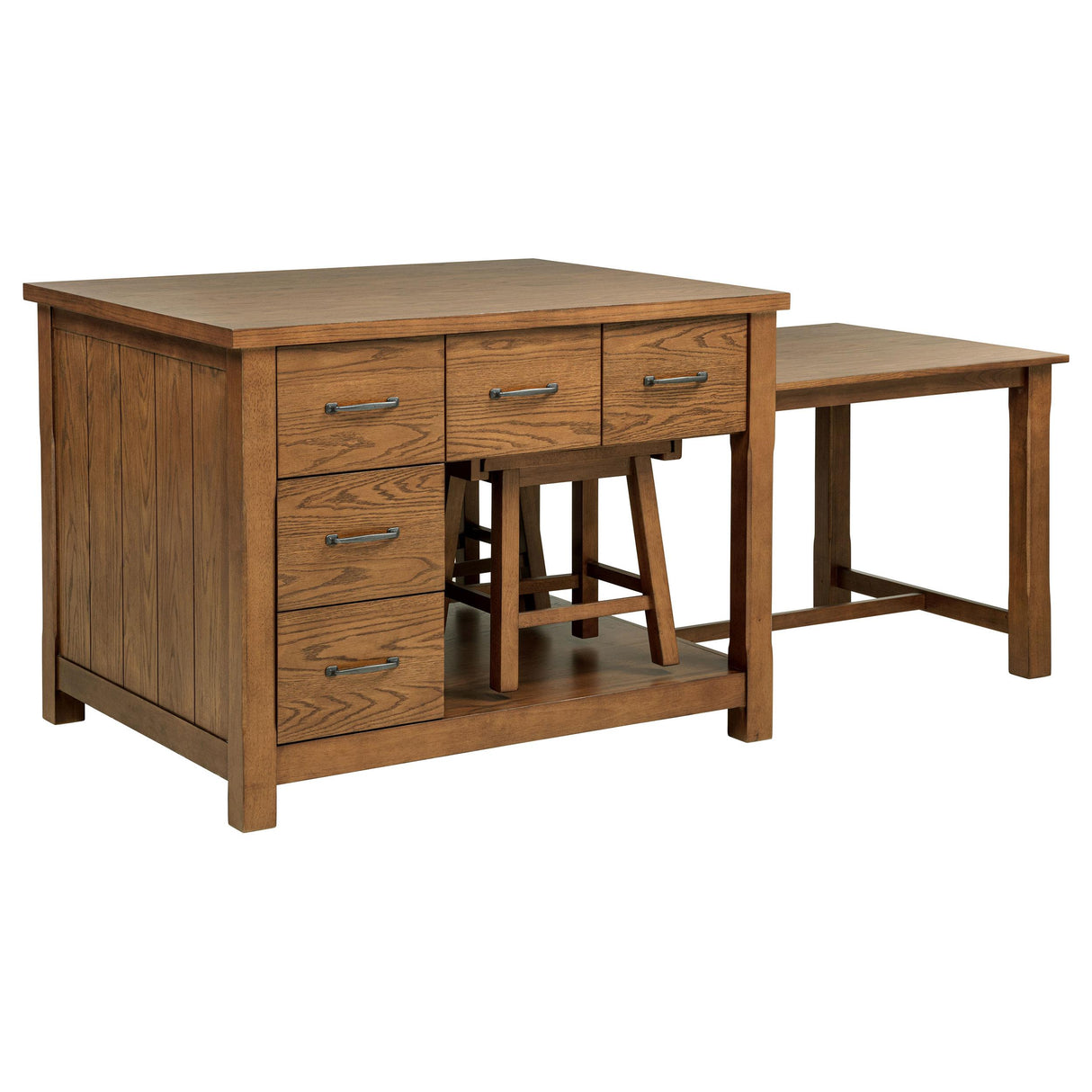 Mayfair Dark Oak 3-Piece Kitchen Island with Extension Table from Coaster - Luna Furniture