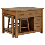 Mayfair Dark Oak 3-Piece Kitchen Island with Extension Table from Coaster - Luna Furniture