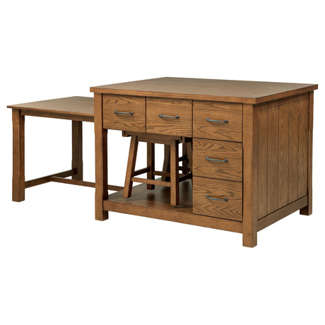 Mayfair Dark Oak 3-Piece Kitchen Island with Extension Table from Coaster - Luna Furniture