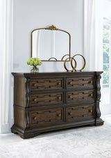 Maylee Dark Brown California King Upholstered Bed with Dresser and 2 Nightstands from Ashley - Luna Furniture