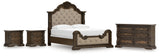 Maylee Dark Brown California King Upholstered Bed with Dresser and 2 Nightstands from Ashley - Luna Furniture
