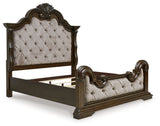 Maylee Dark Brown Queen Upholstered Panel Bed from Ashley - Luna Furniture