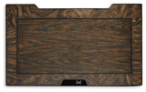 Maylee Dark Brown California King Upholstered Bed with Mirrored Dresser and 2 Nightstands from Ashley - Luna Furniture