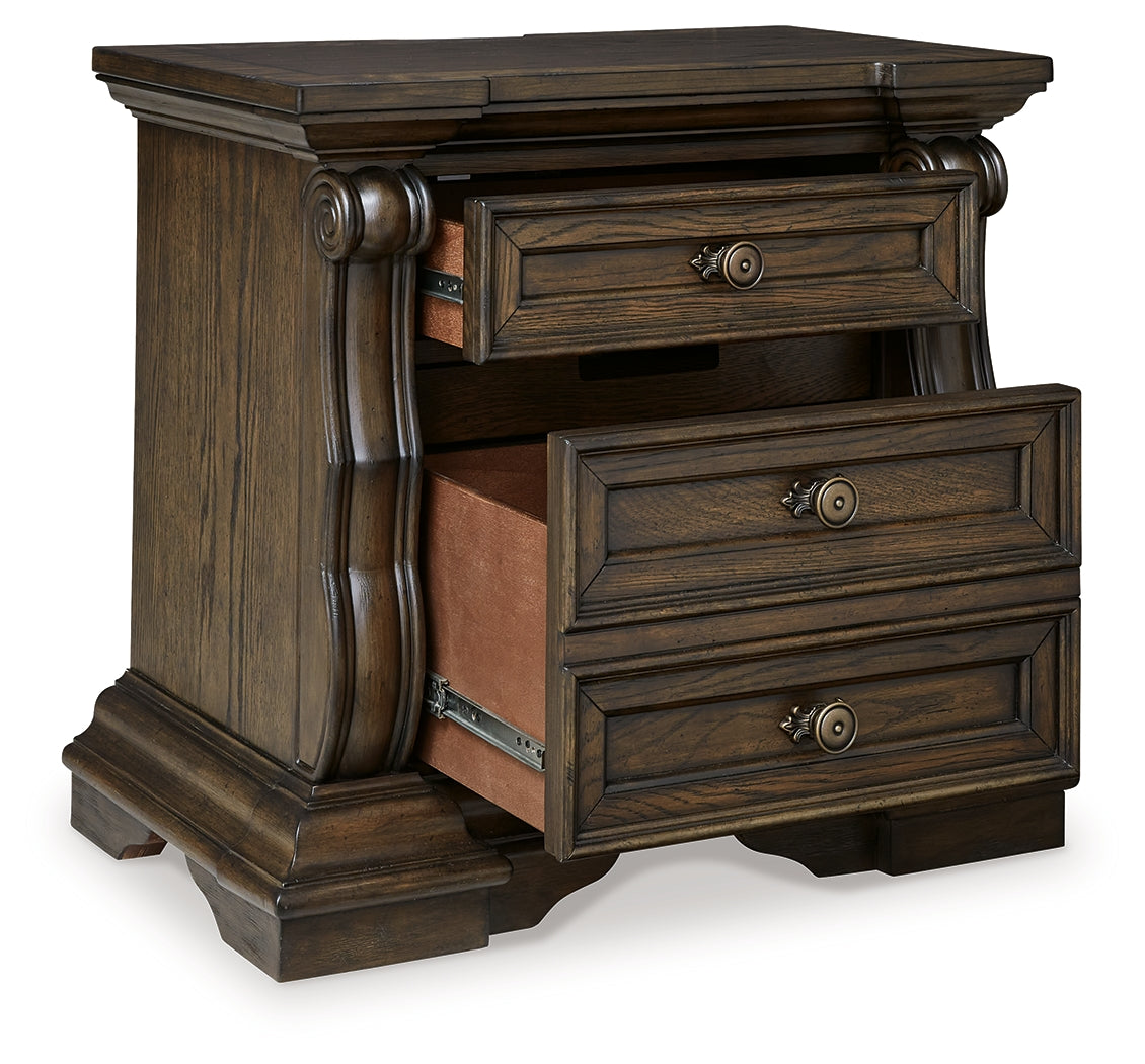 Maylee Light Grayish Brown California King Upholstered Bed with Mirrored Dresser, Chest and Nightstand from Ashley - Luna Furniture