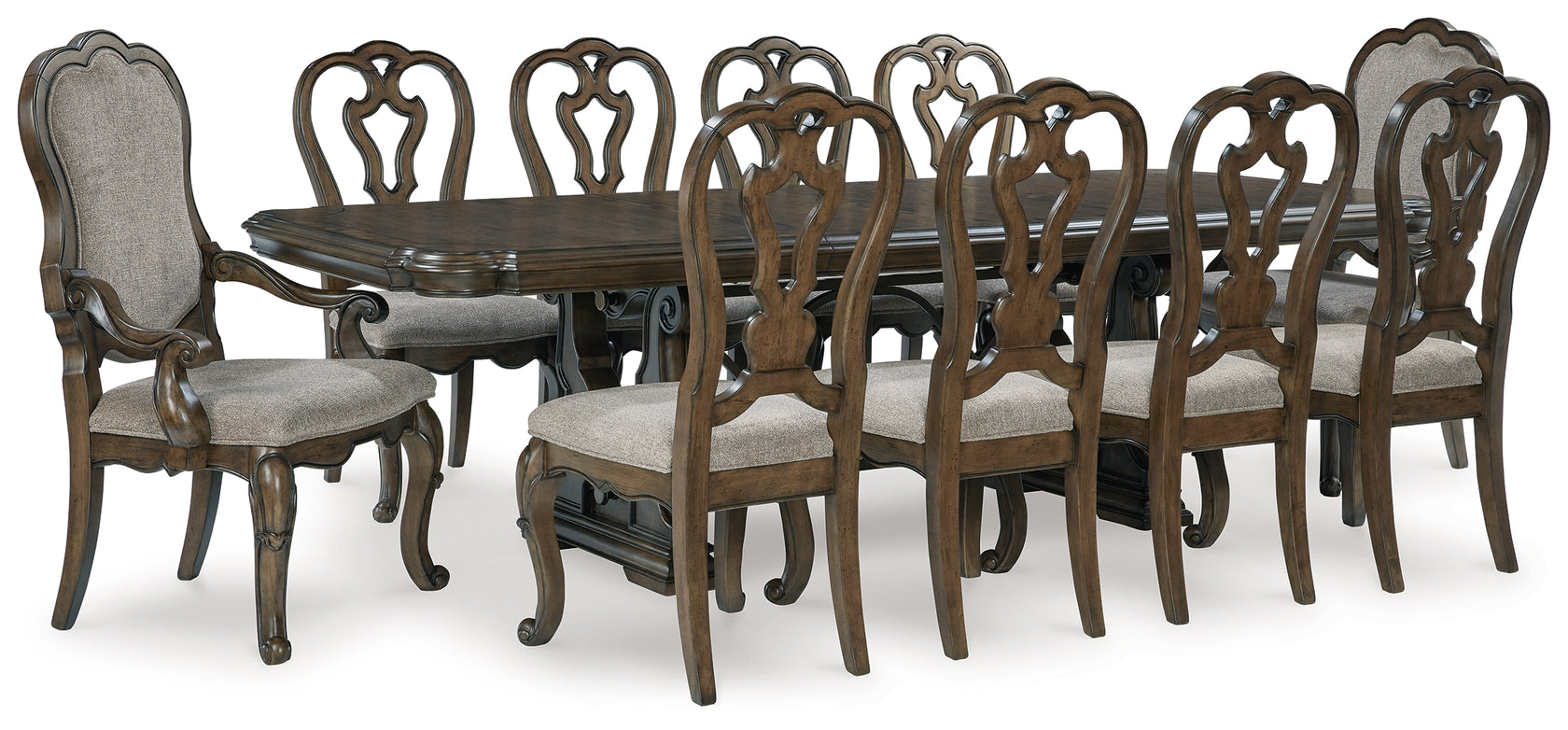 Maylee Dining Table and 10 Chairs in Dark Brown from Ashley Furniture - Luna Furniture