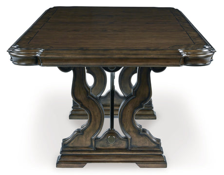 Maylee Dark Brown Dining Table and 4 Chairs and Bench from Ashley - Luna Furniture