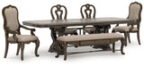Maylee Dining Table and 4 Chairs and Bench in Dark Brown from Ashley Furniture - Luna Furniture
