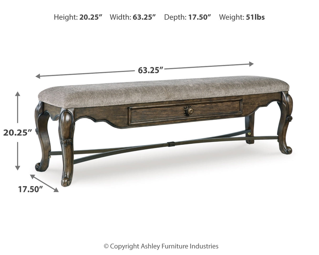 Maylee Dining Table and 4 Chairs and Bench with Storage in Dark Brown from Ashley Furniture - Luna Furniture